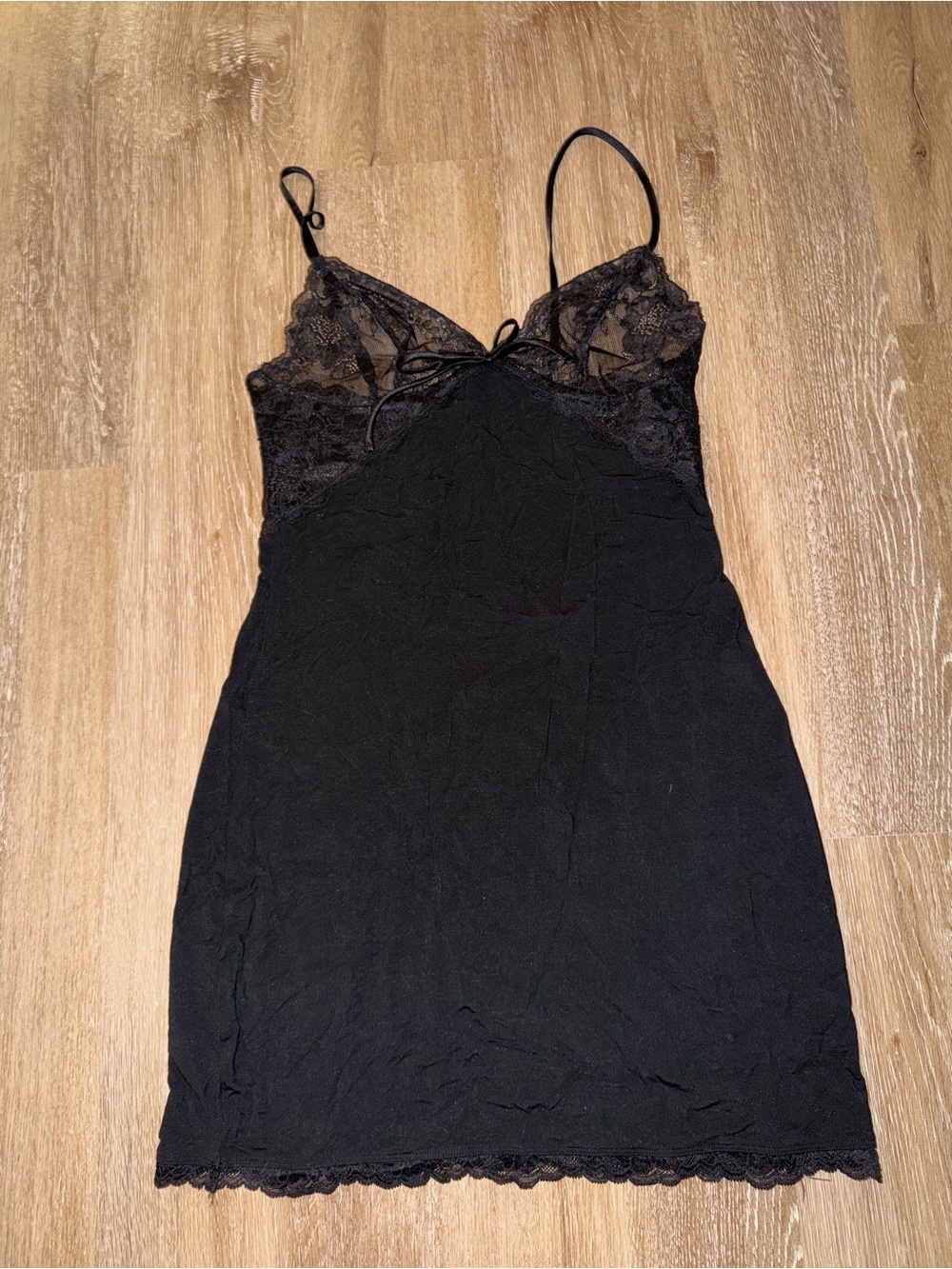 Victoria's Secret Black Lace-Trim Slip Chemise
